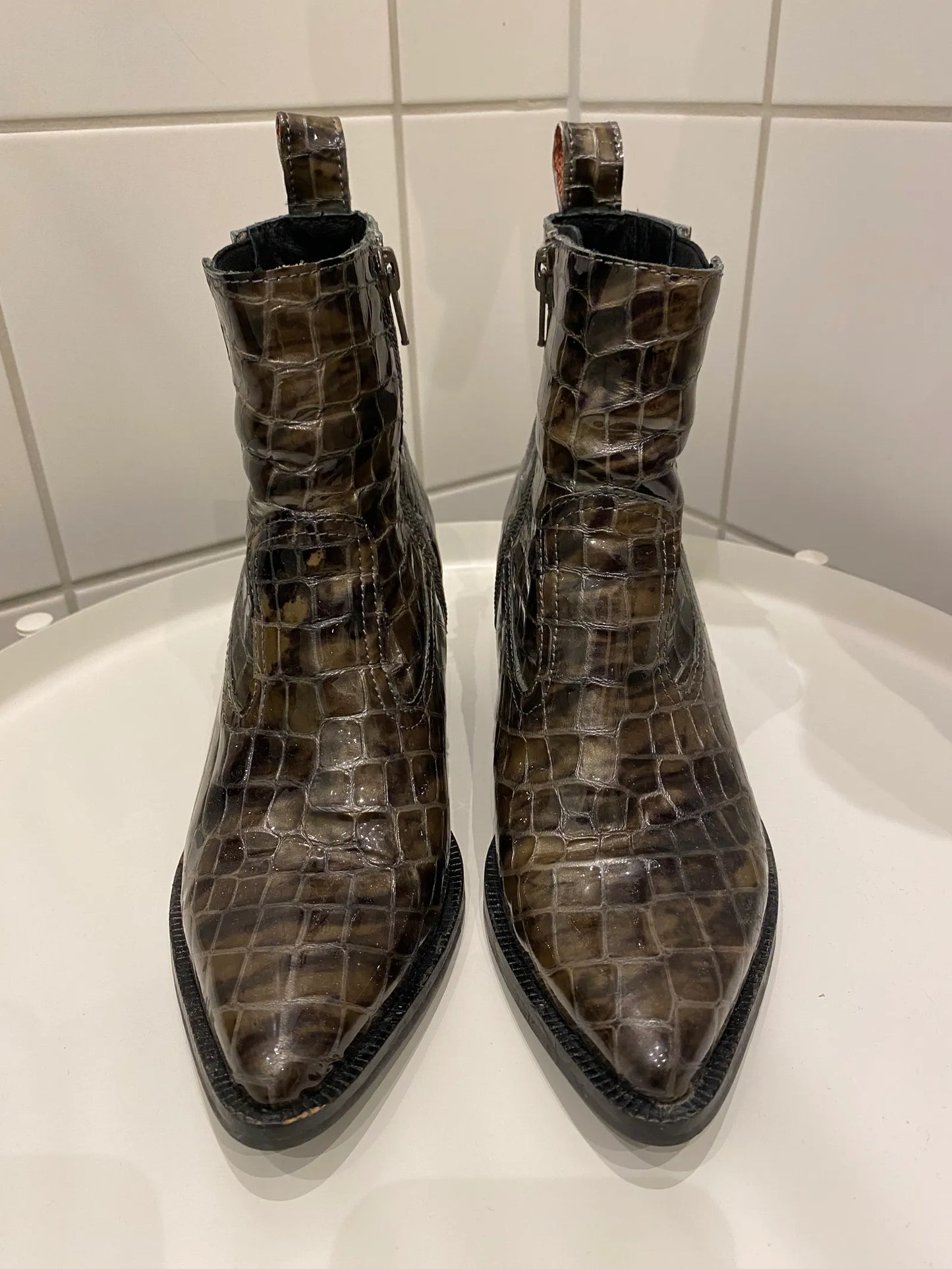 Scotch & Soda Abbey Leather Snake-effect Ankle Boots