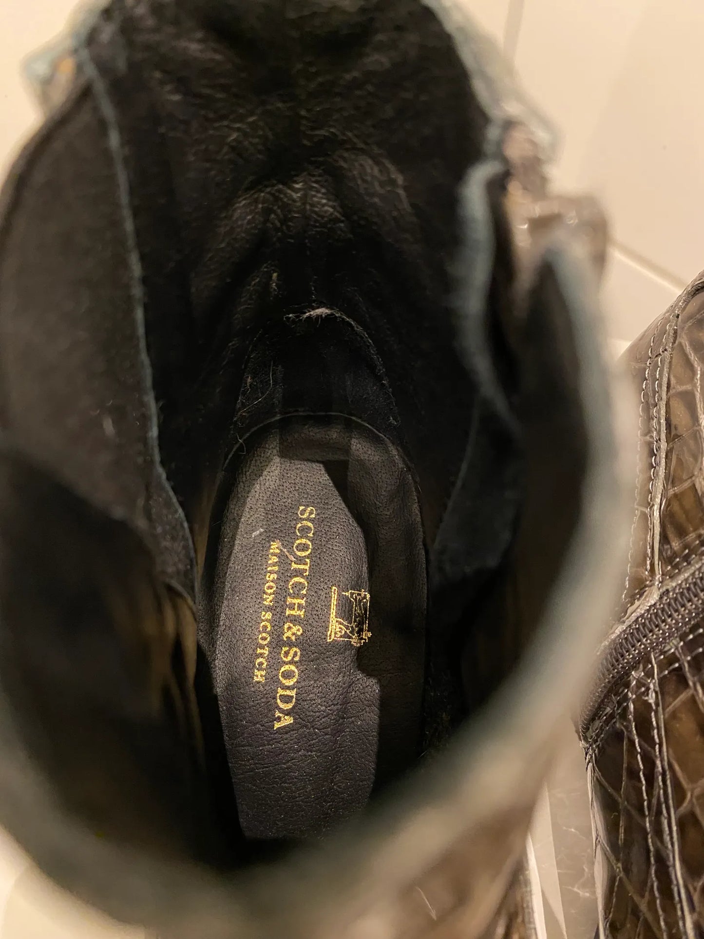 Scotch & Soda Abbey Leather Snake-effect Ankle Boots