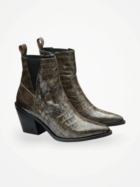 Scotch & Soda Abbey Leather Snake-effect Ankle Boots