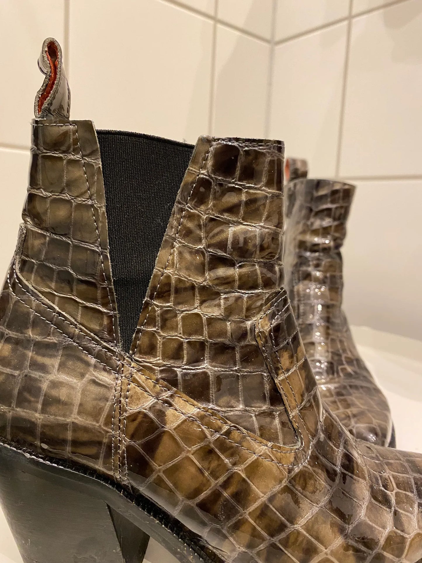 Scotch & Soda Abbey Leather Snake-effect Ankle Boots