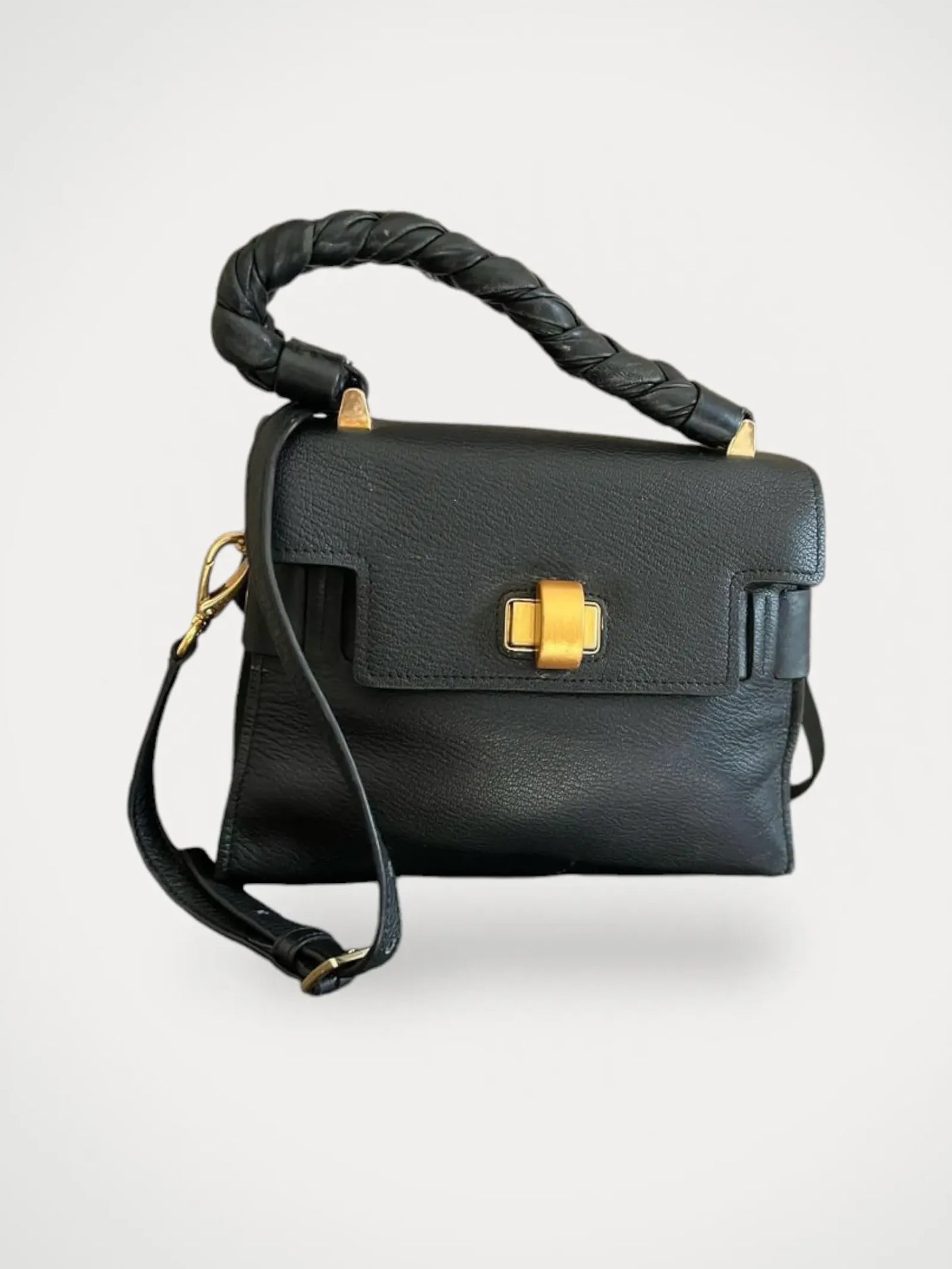 Miu Miu Black Madras Leather-skinnhandväska