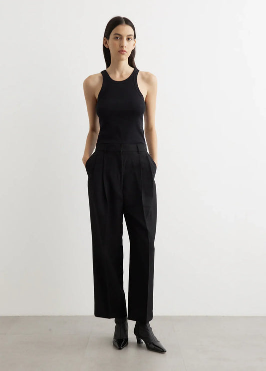 Toteme Double Pleated Cropped Black-ullbyxor