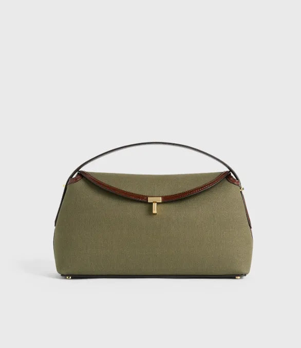 Toteme T-lock Handle Khaki Green-axelremsväska