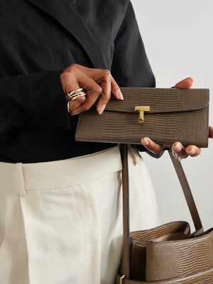 Toteme T-lock Lizard-effect Leather Wallet Wallet