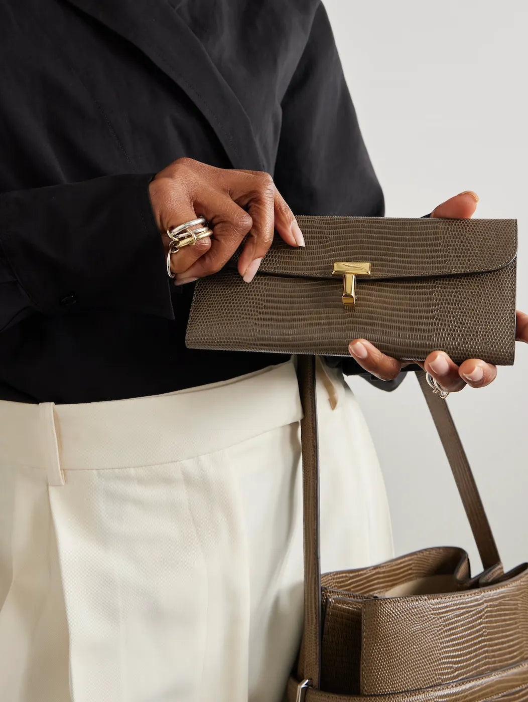 Toteme T-lock Lizard-effect Leather Wallet Wallet