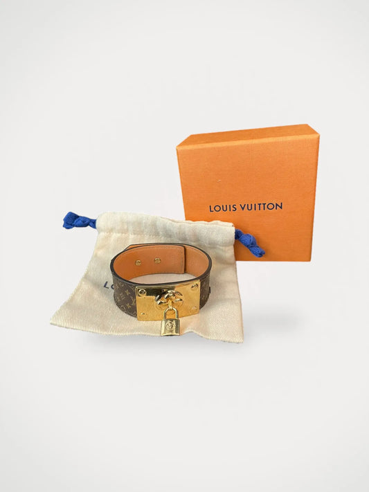 Louis Vuitton Lock Monogram Coated Canvas-skinnarmband
