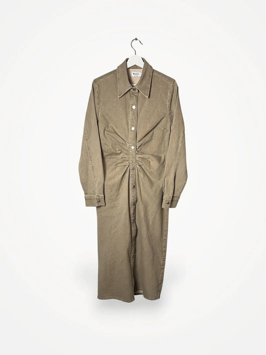 NA-KD Ruched Colored Denim Midi Dress