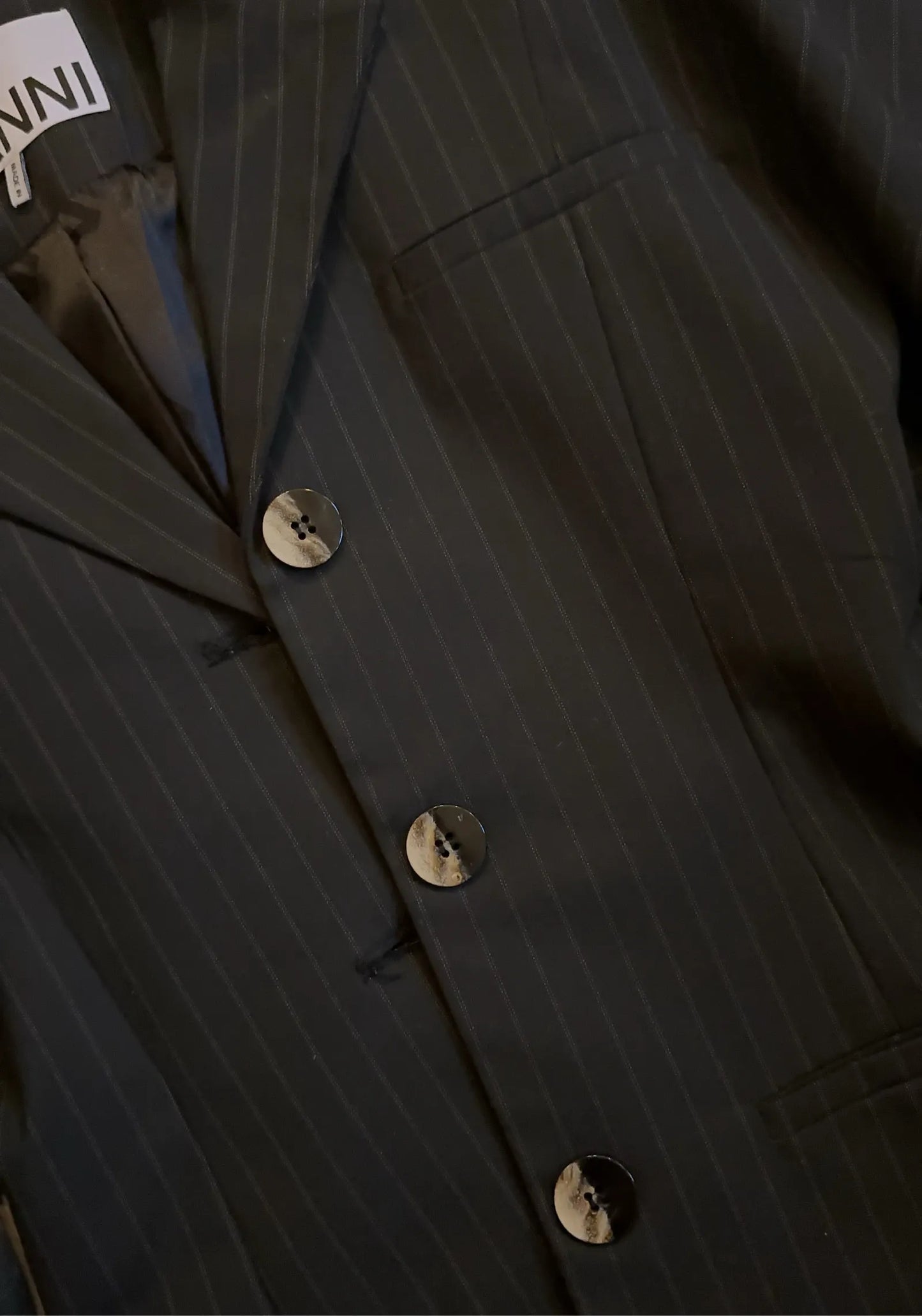 Ganni Striped - Black Blazer