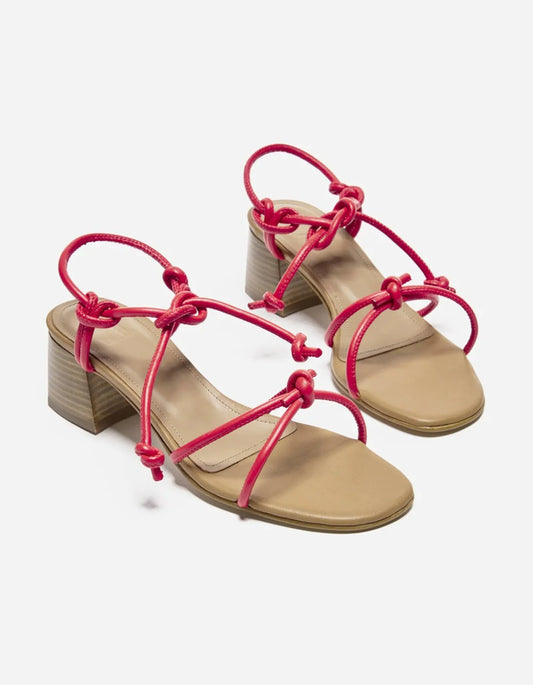 Flattered Edith Coral Red Leather Heels