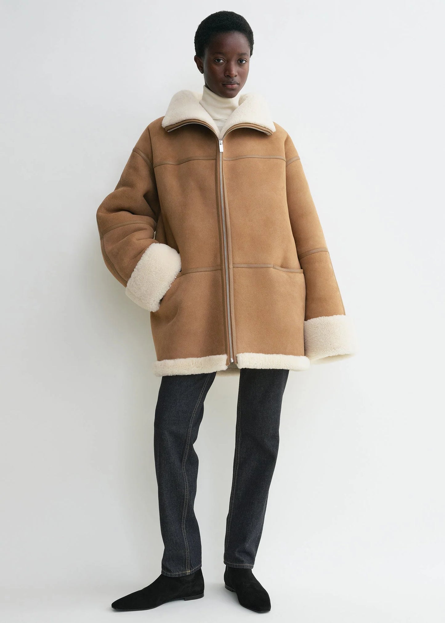 Toteme Signature Shearling Biscuit-skinnjacka NWT