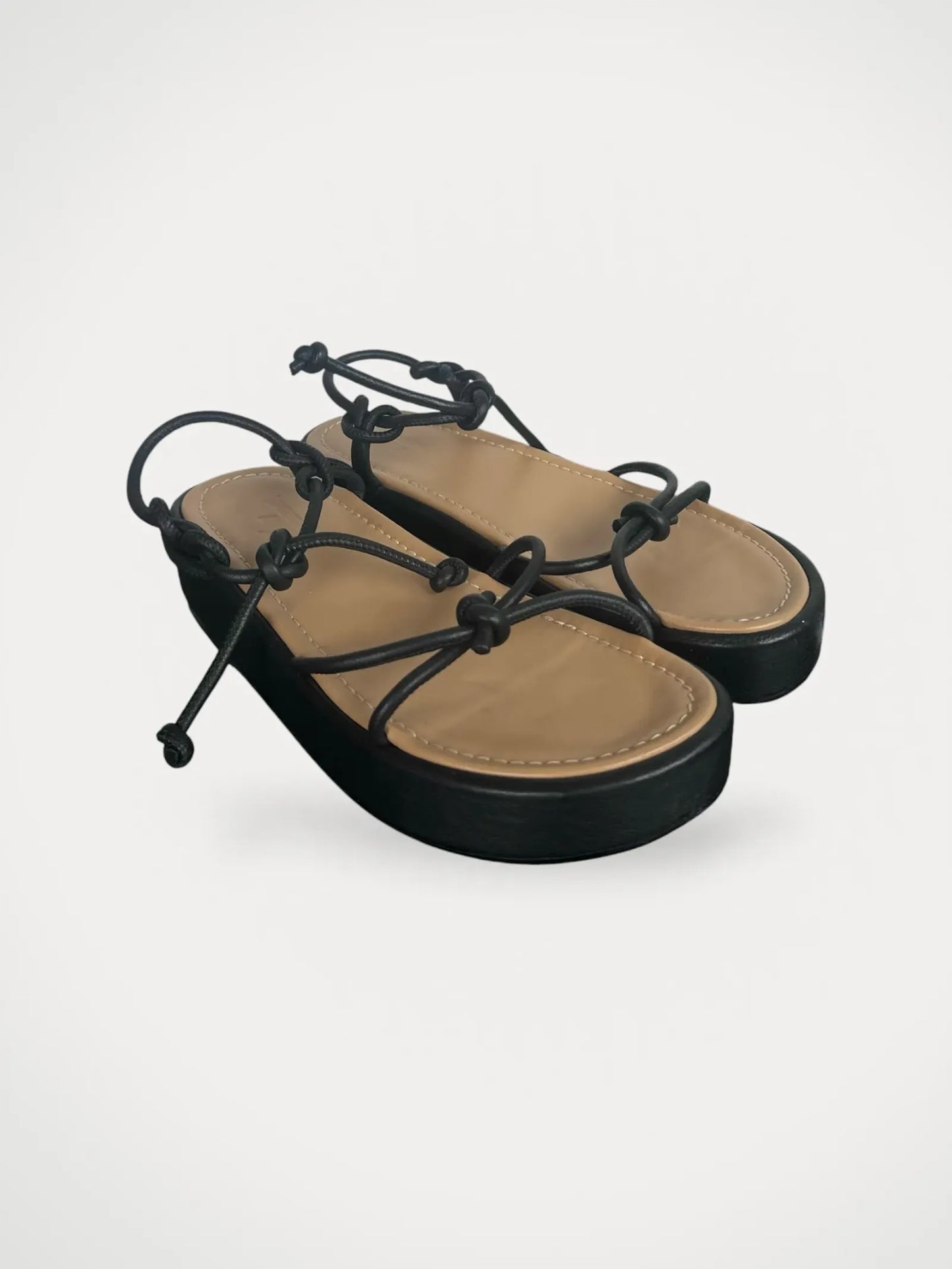 Flattered Heather Leather Black Sandals