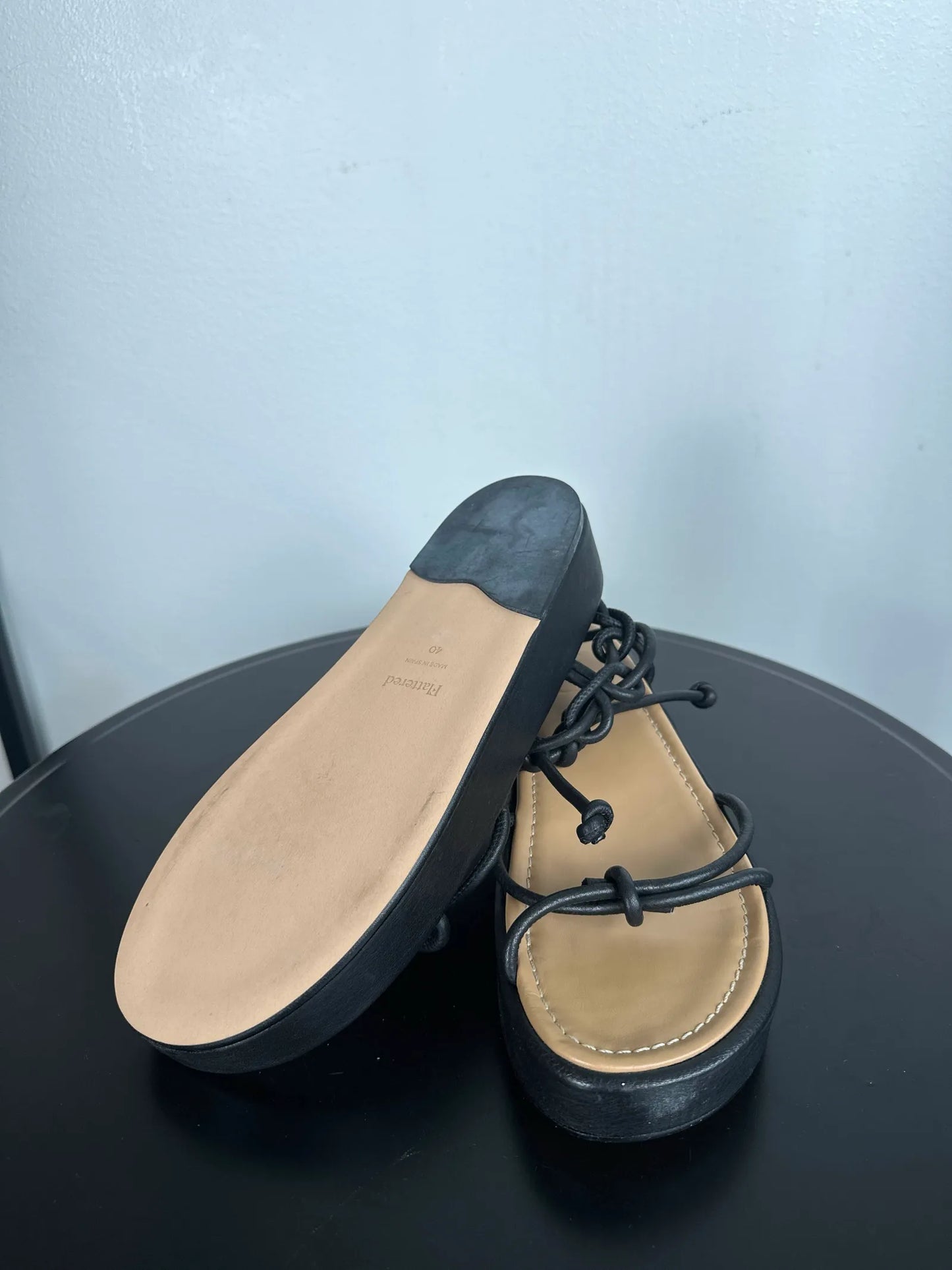 Flattered Heather Leather Black Sandals