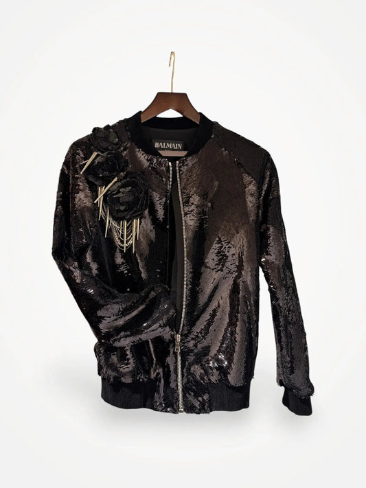 Balmain Sequin-embellished Bomber Jacket