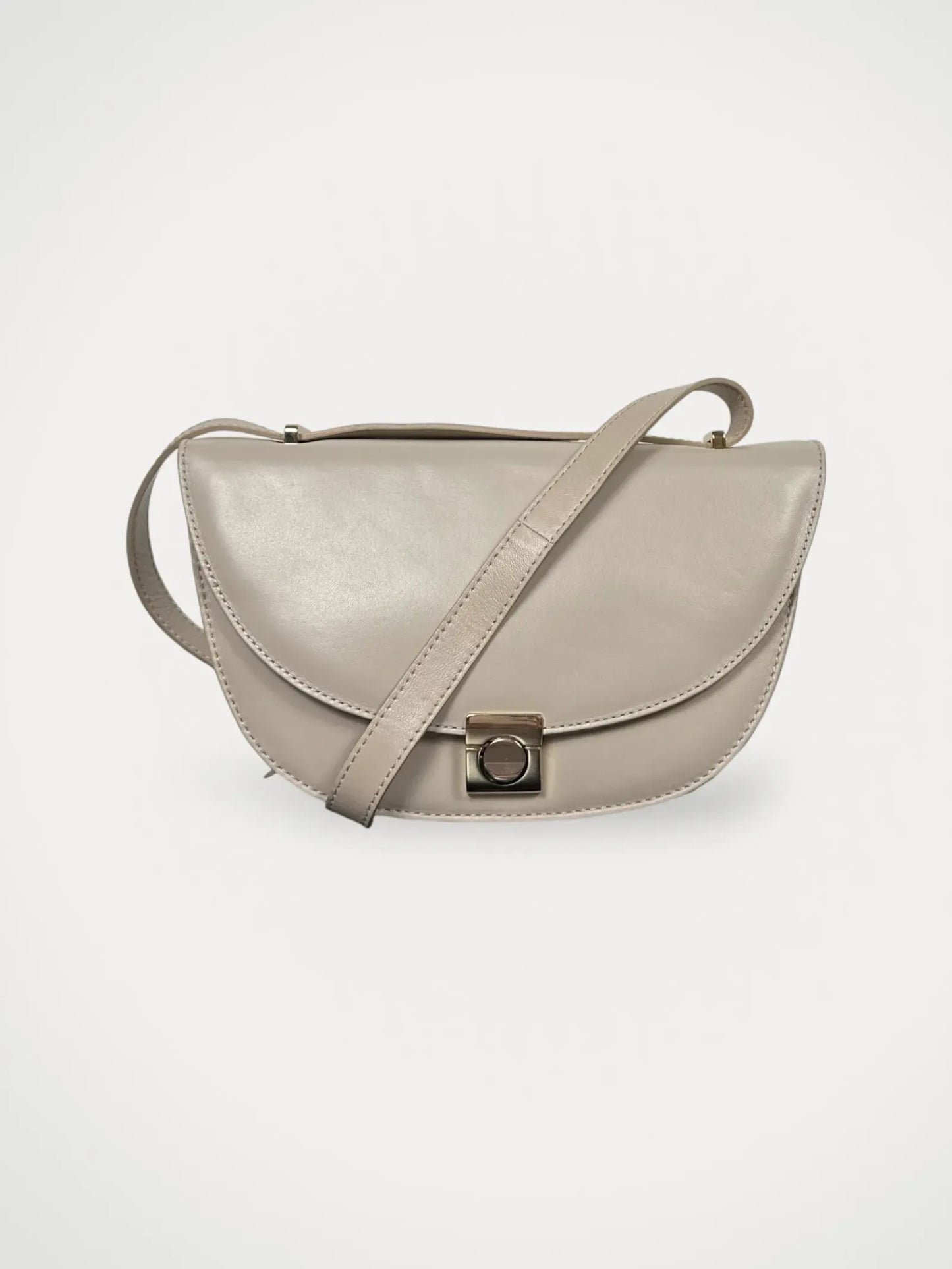 Flattered Cindy Cross Body Taupe-skinnaxelremsväska NWT