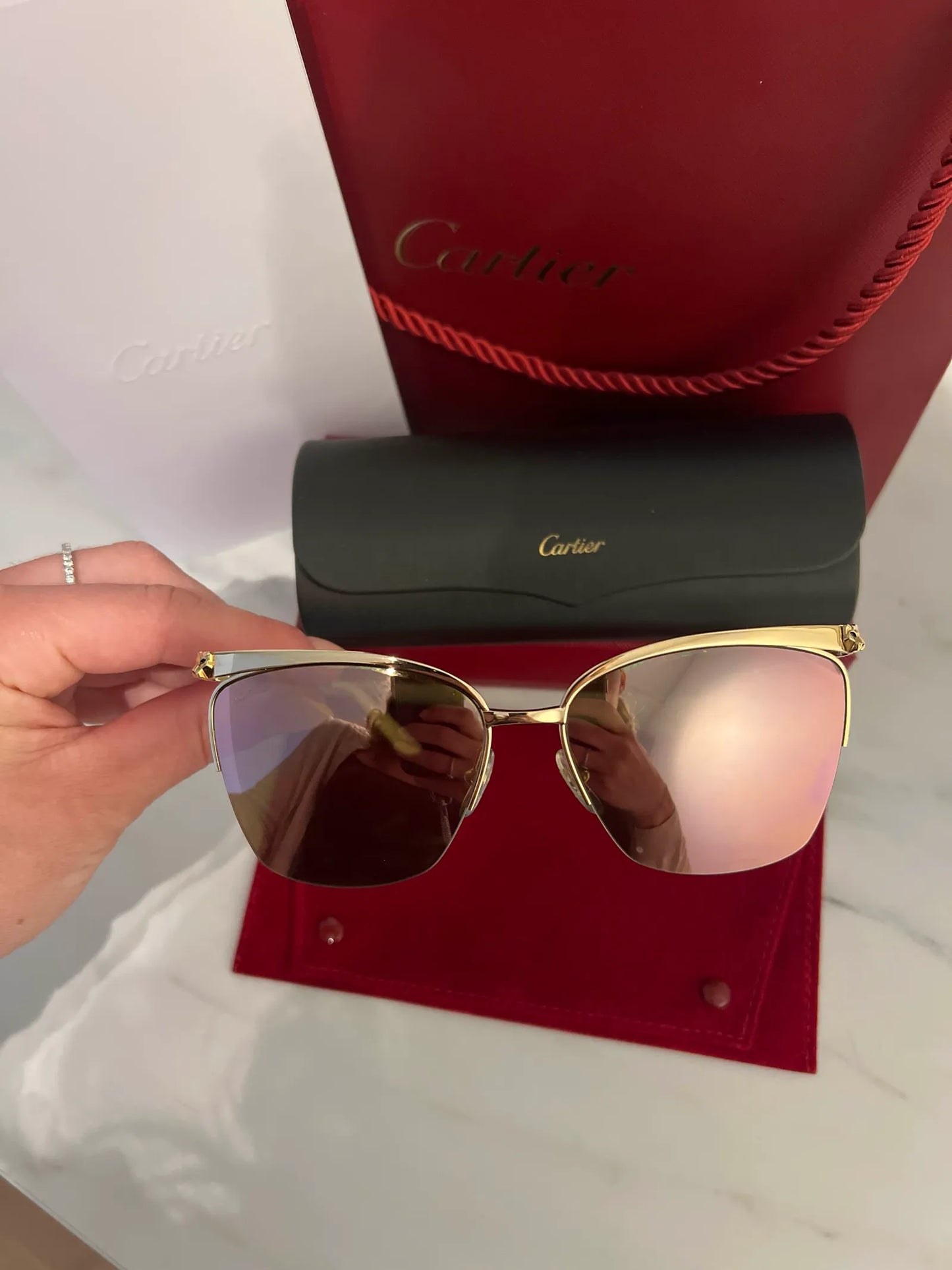 Cartier Eye Eyeliner Scgf 59x16 Pg Mirror Sunglasses