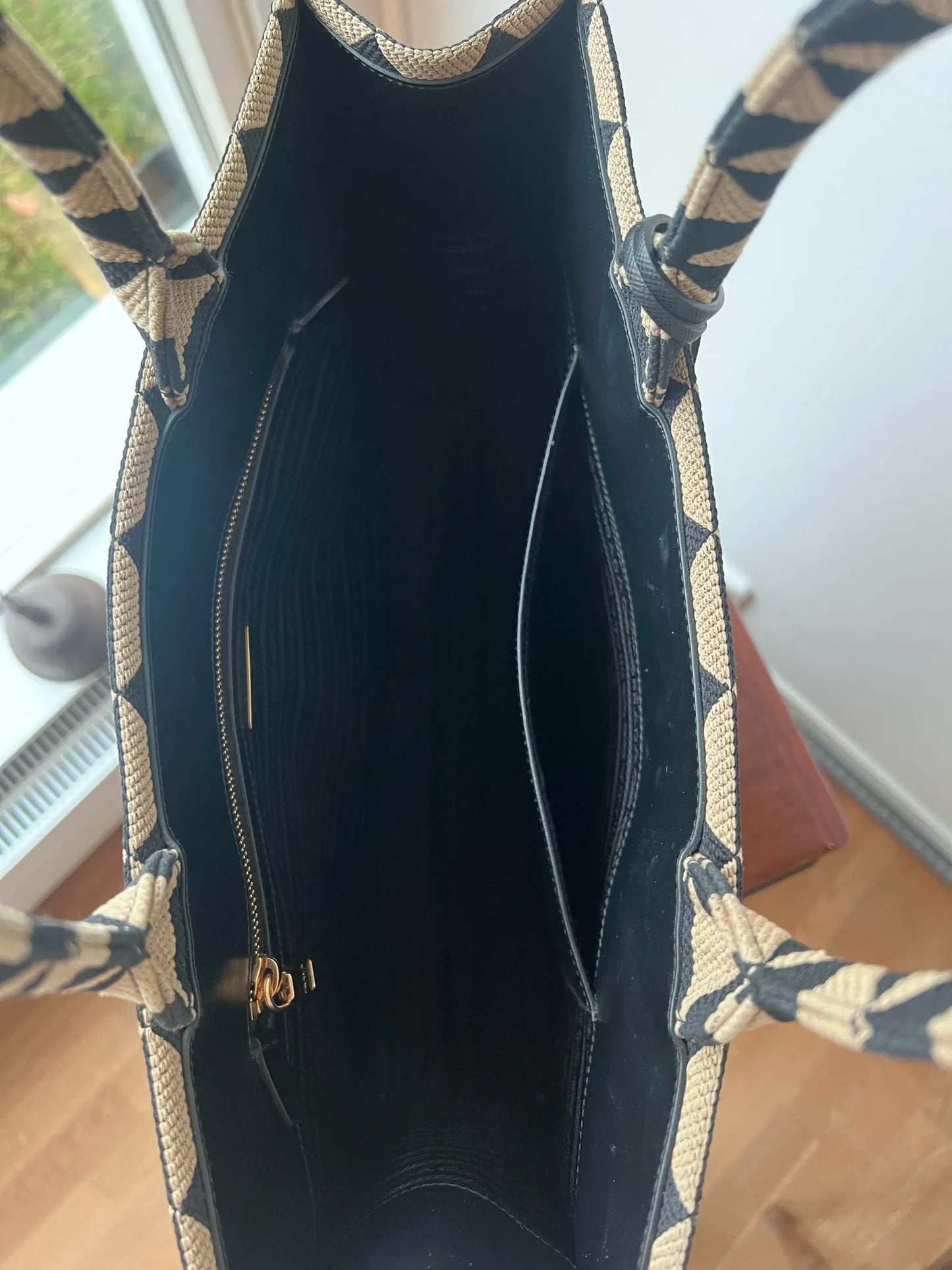 Prada Large Symbole Embrodoidered Fabric Handbag-handväska