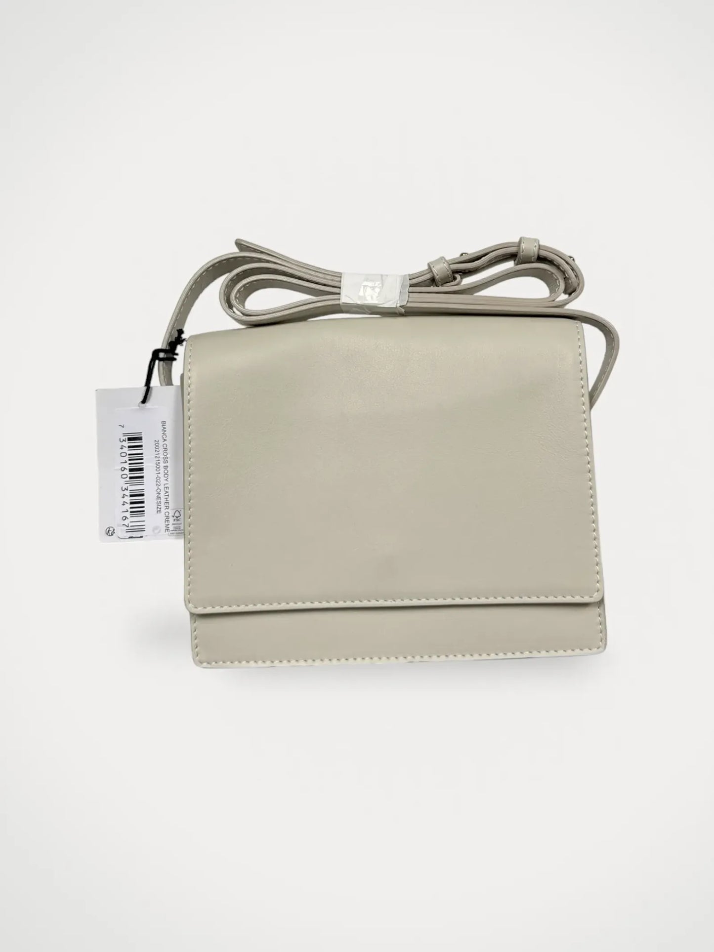 Flattered Bianca Crossbody Leather Creme-skinnaxelremsväska NWT