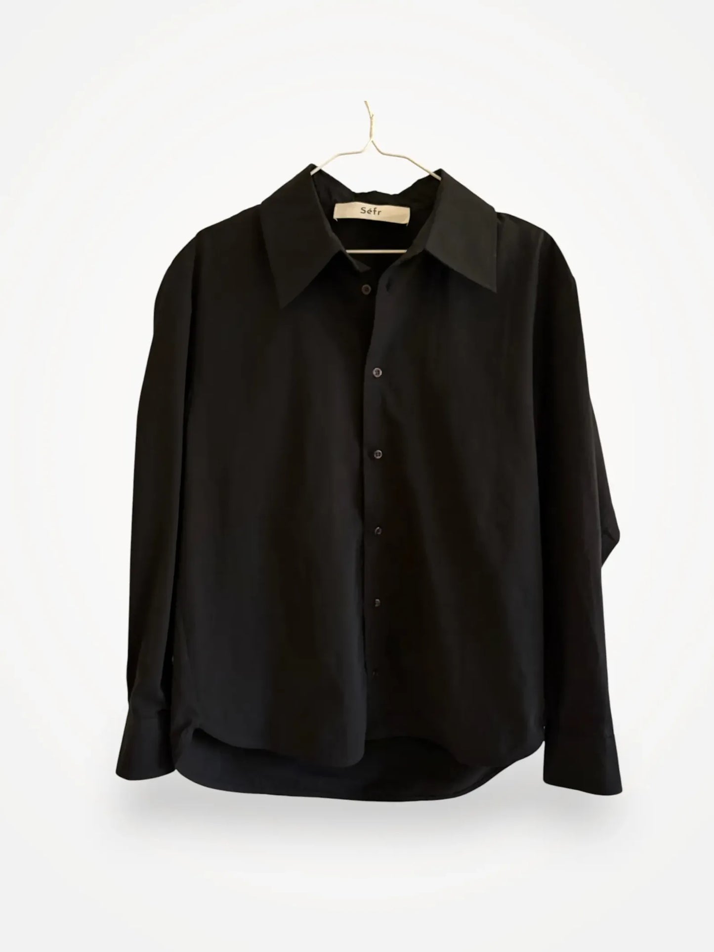 Séfr Trino Black Fine Cotton Shirt