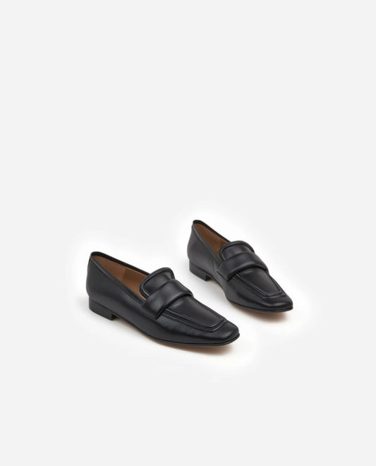 Flattered Vivienne Black Leather-skinnloafers NWOT