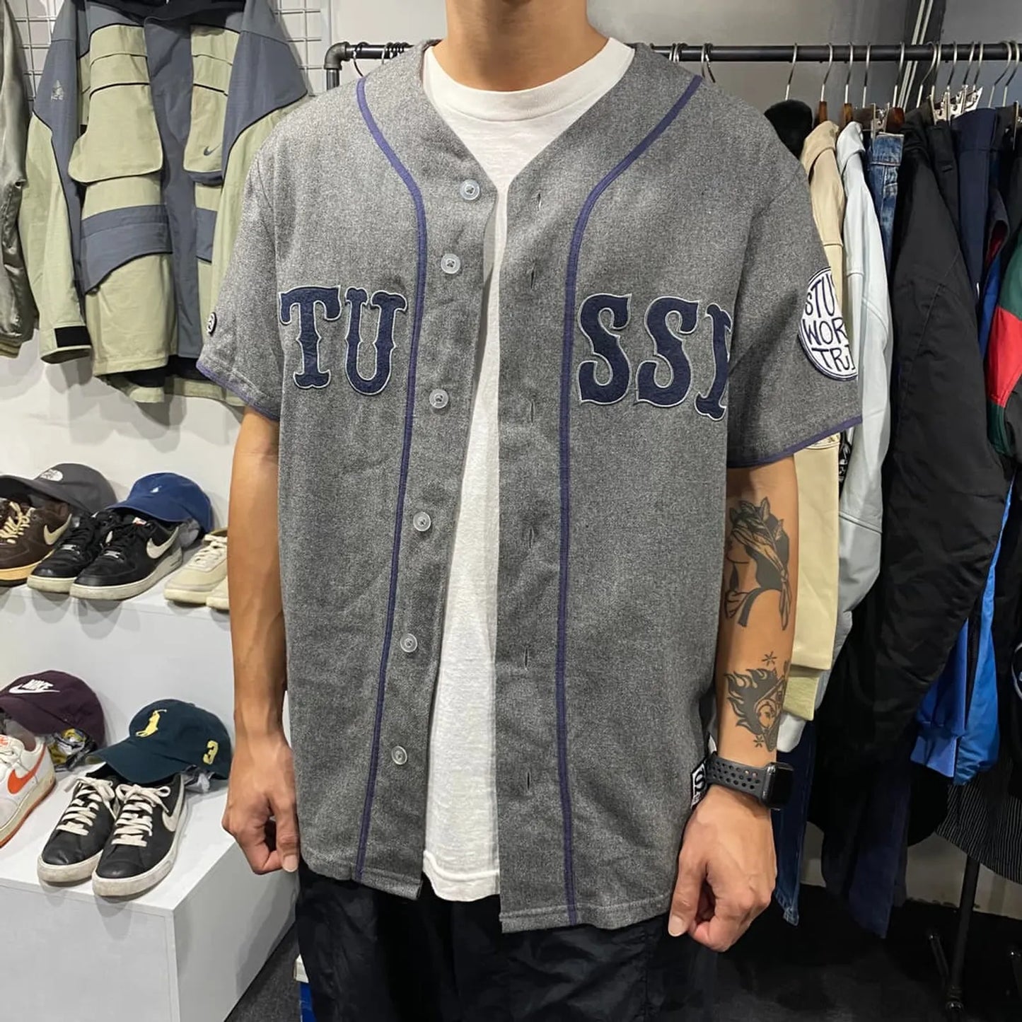 Stüssy Heather Grey Stüssy Baseball Jersey Shirt