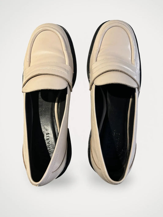 Tamaris Leather Slipper Beige-loafers