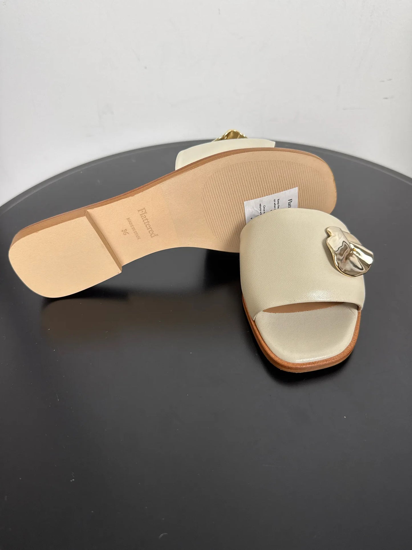 Flattered Mira Creme Leather Sandals