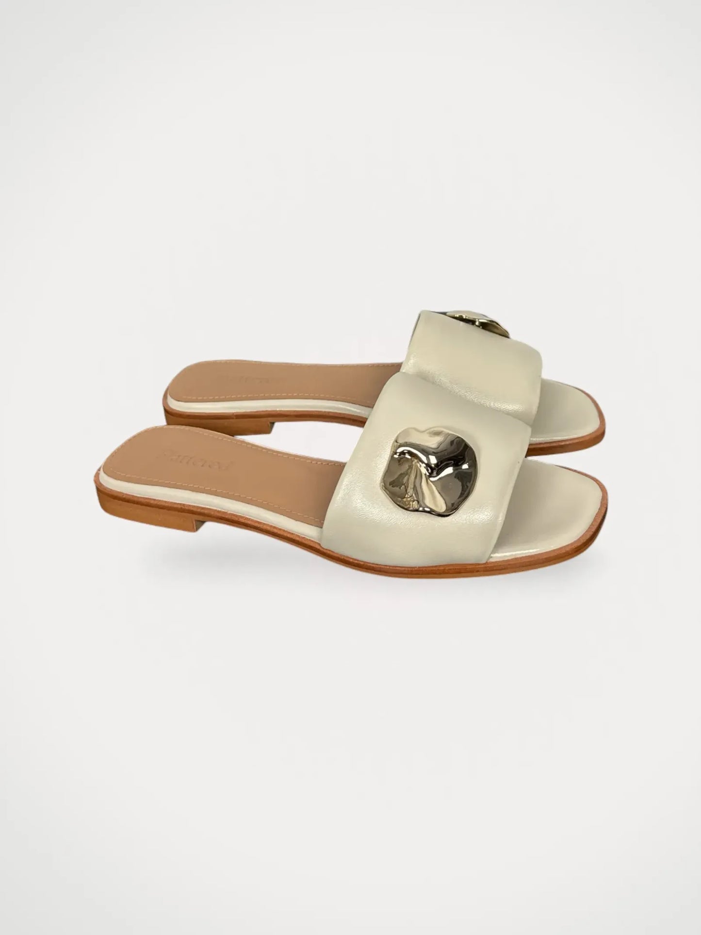 Flattered Mira Creme Leather Sandals