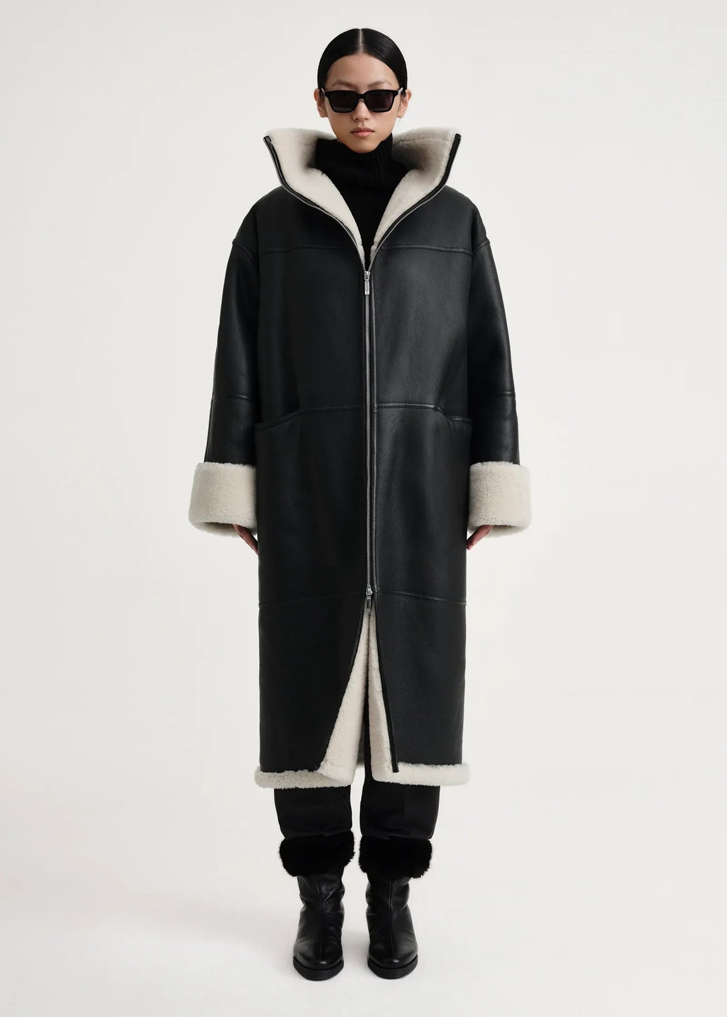 Toteme Signature Shearling-skinnkappa